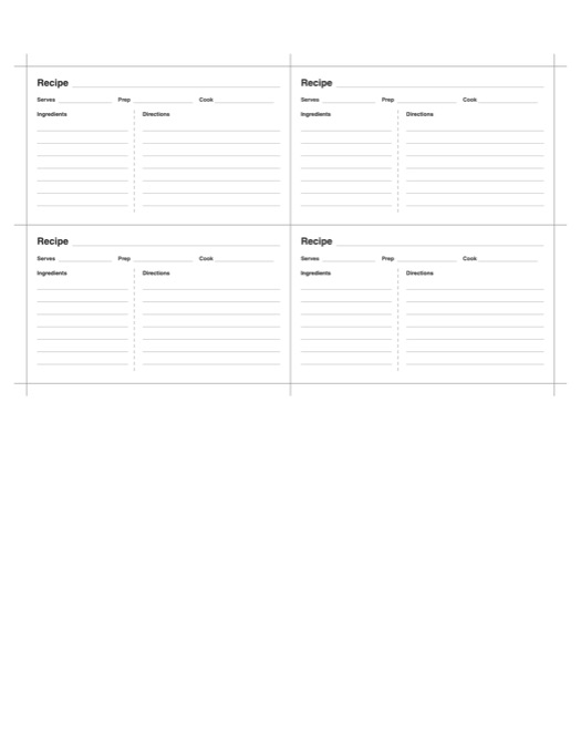 3x5 Recipe Cards template preview