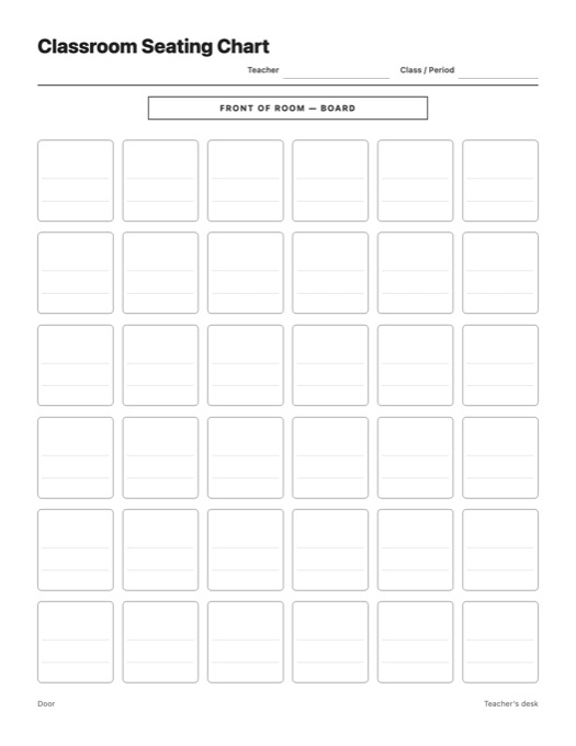 Classroom Seating Chart template preview