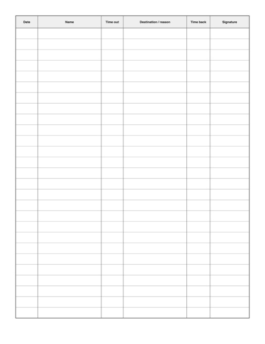 Sign-Out Sheet template preview