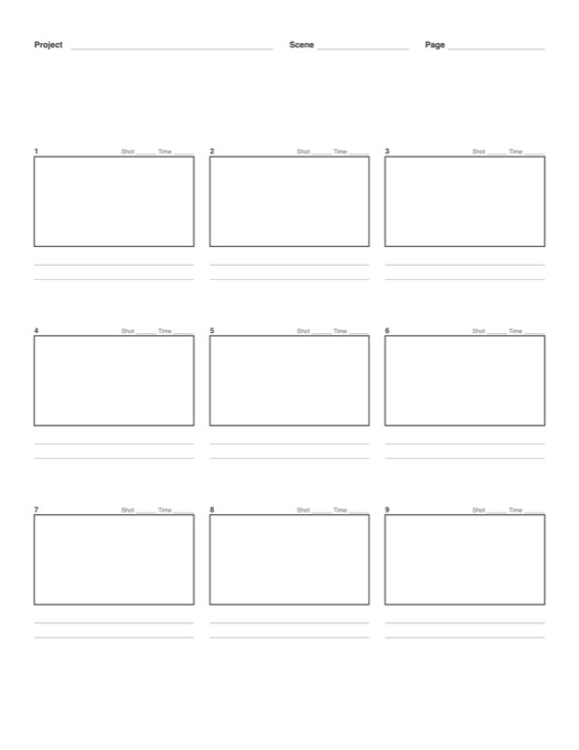 9 Panel Storyboard Template template preview