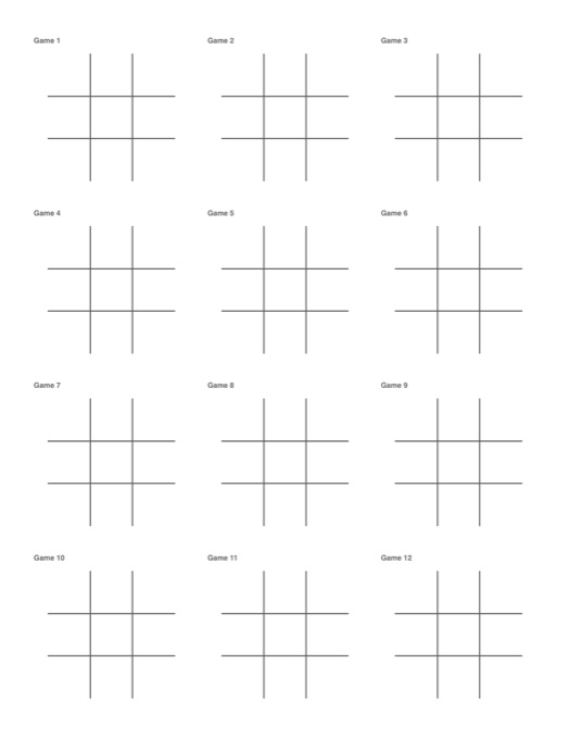 Tic Tac Toe Sheets template preview
