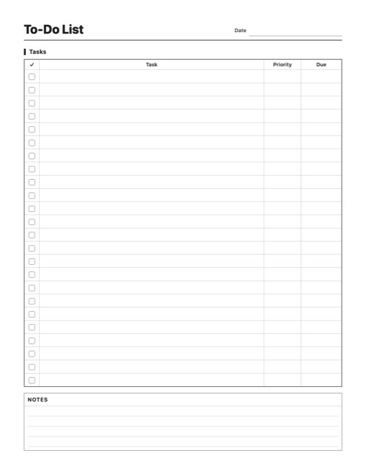To-Do List template preview