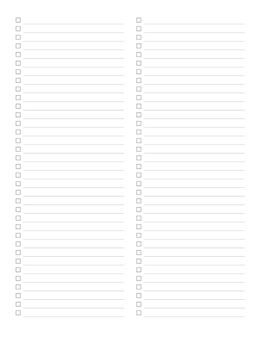 Two Column Checklist template preview