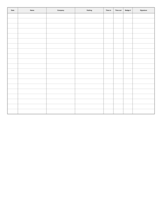 Visitor Log template preview