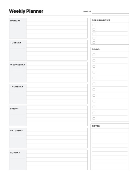 Weekly Planner template preview